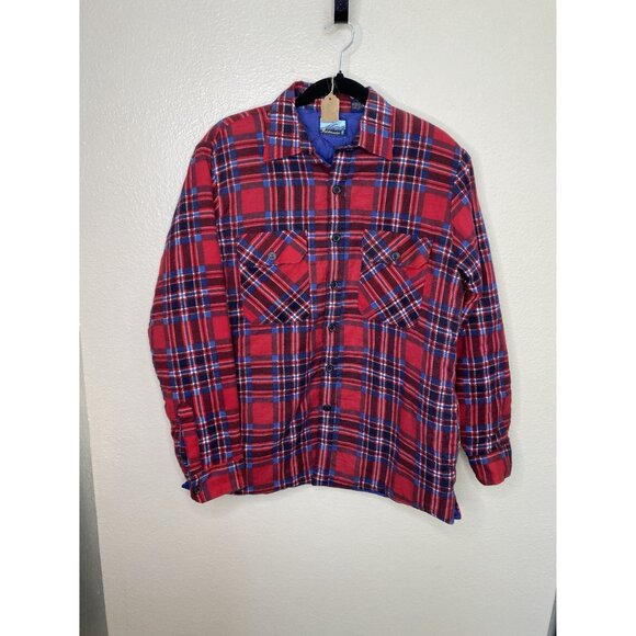 Vintage Fieldmaster‎ mens red Flannel Jacket Medium long sleeve button up plaid - Picture 6 of 7